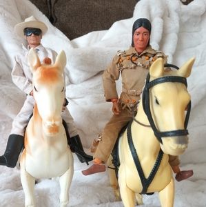 Vintage 1973 Lone Ranger, Tonto, Silver and Scout Horses